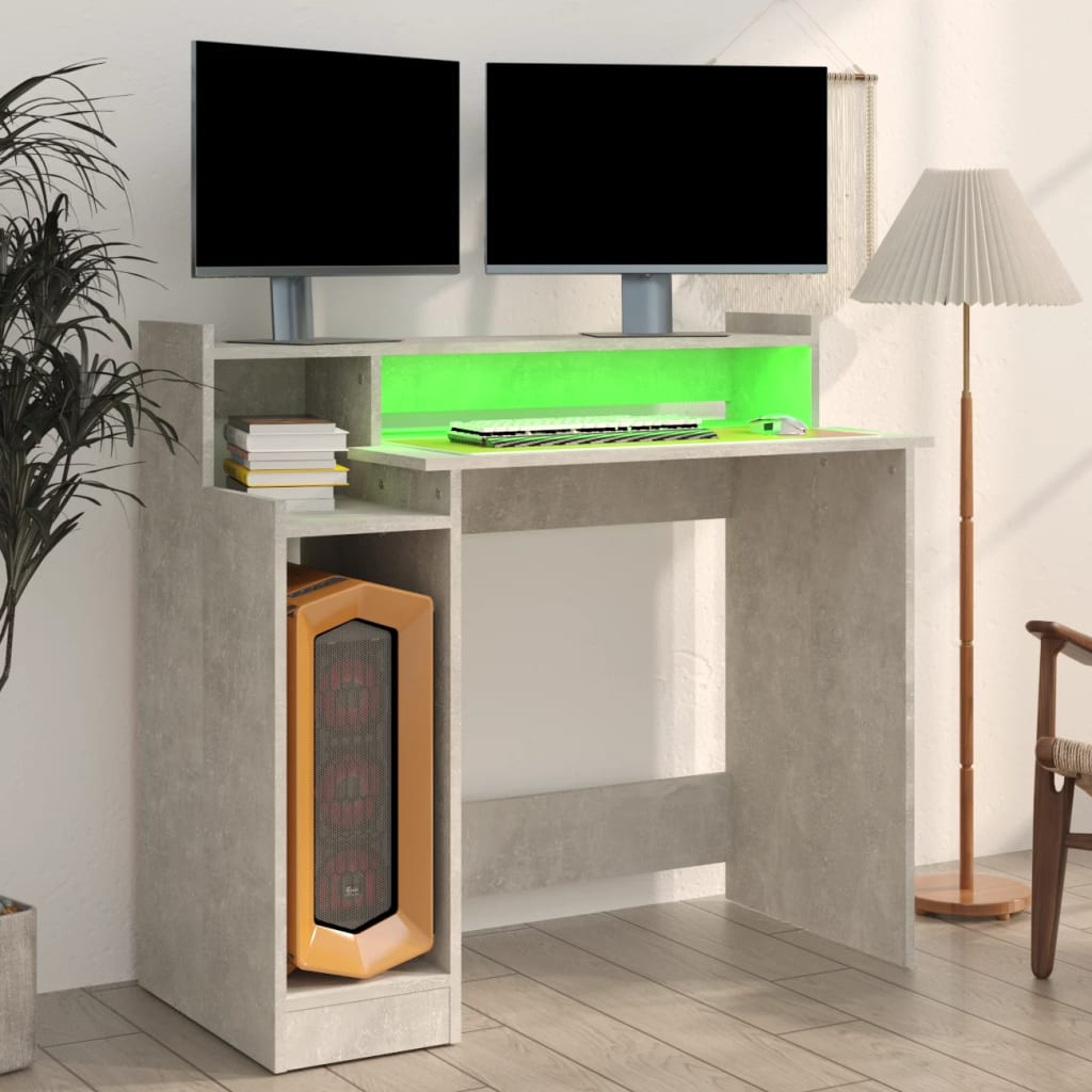 Työpöytä Led-Valoilla 97X45X90 Cm Tekninen Puu