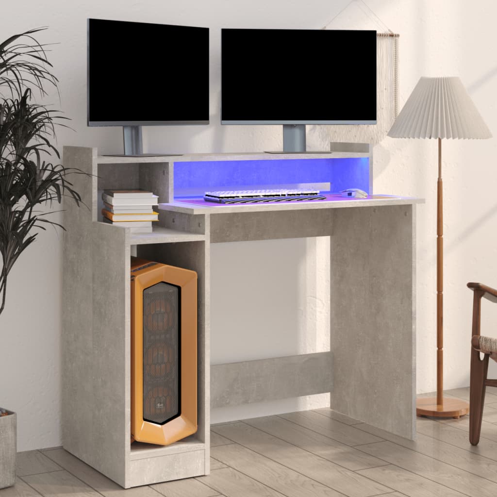 Työpöytä Led-Valoilla 97X45X90 Cm Tekninen Puu