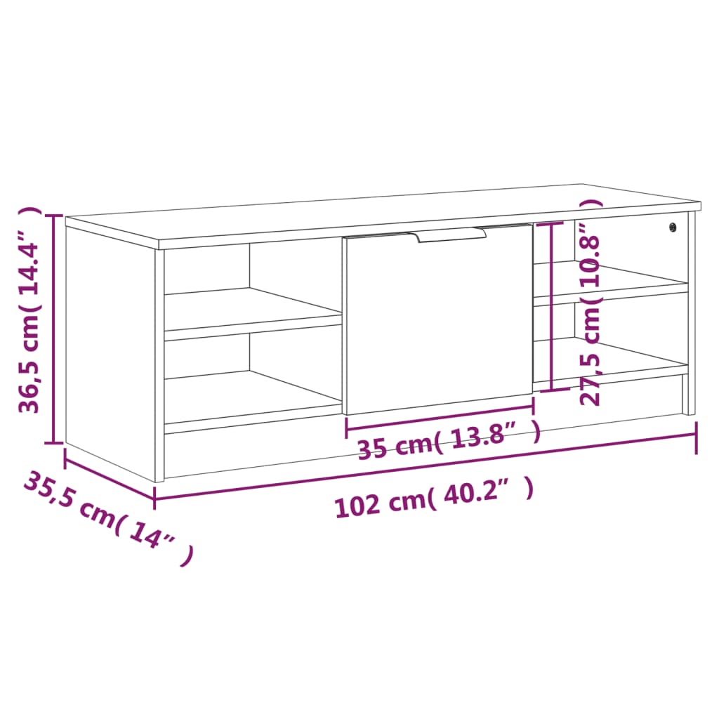 Tv-Taso 102X35,5X36,5 Cm Tekninen Puu