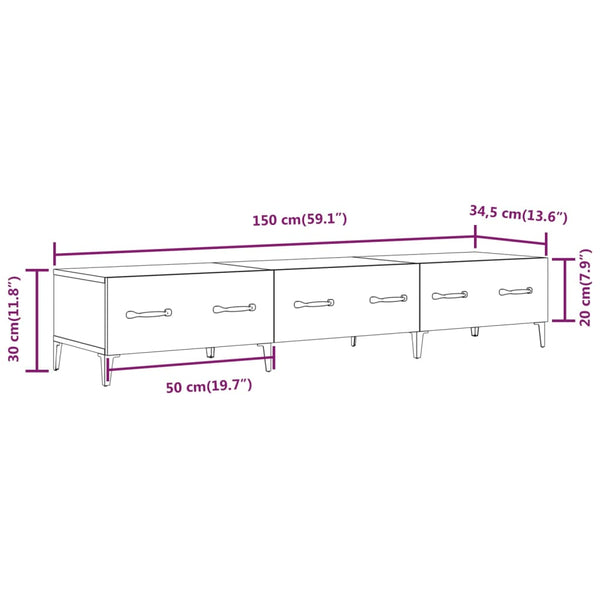 Tv-Taso 150X34,5X30 Cm Tekninen Puu