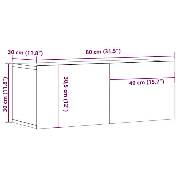 Tv-Seinäkaappi 2 Kpl 80X30X30 Cm Tekninen Puu