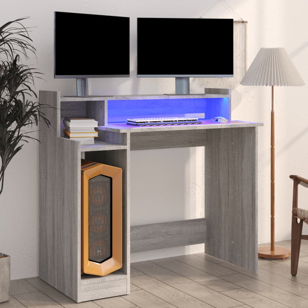 Työpöytä Led-Valoilla 97X45X90 Cm Tekninen Puu
