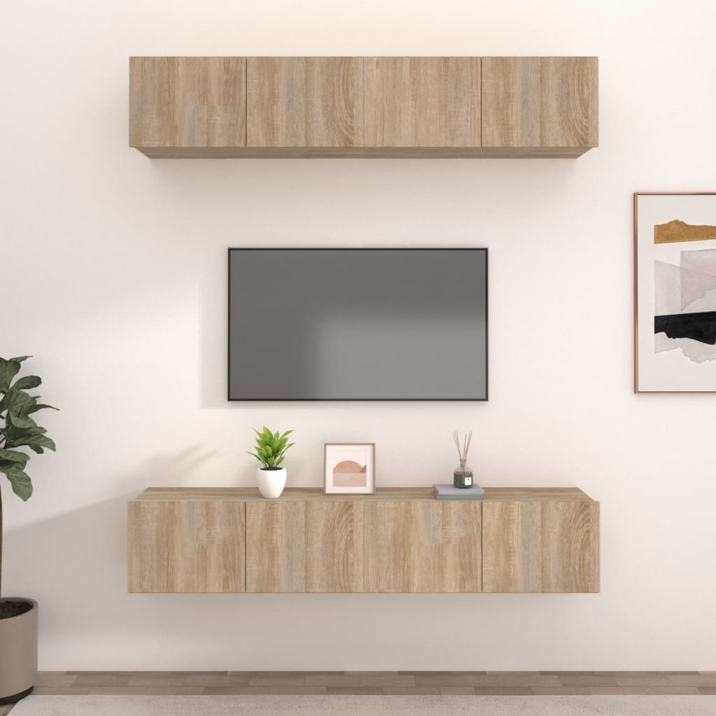Tv-Kaapit 4 Kpl 80X30X30 Cm Tekninen Puu