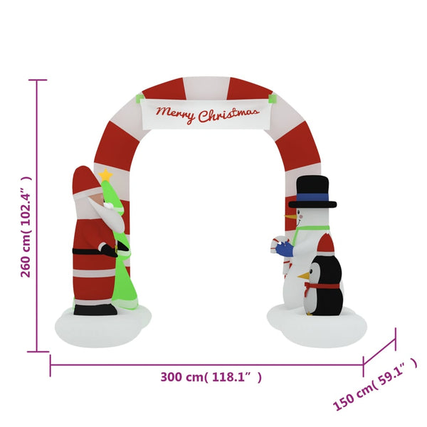 Ilmatäytteinen Joulukaariportti Led-Valoilla 260 Cm