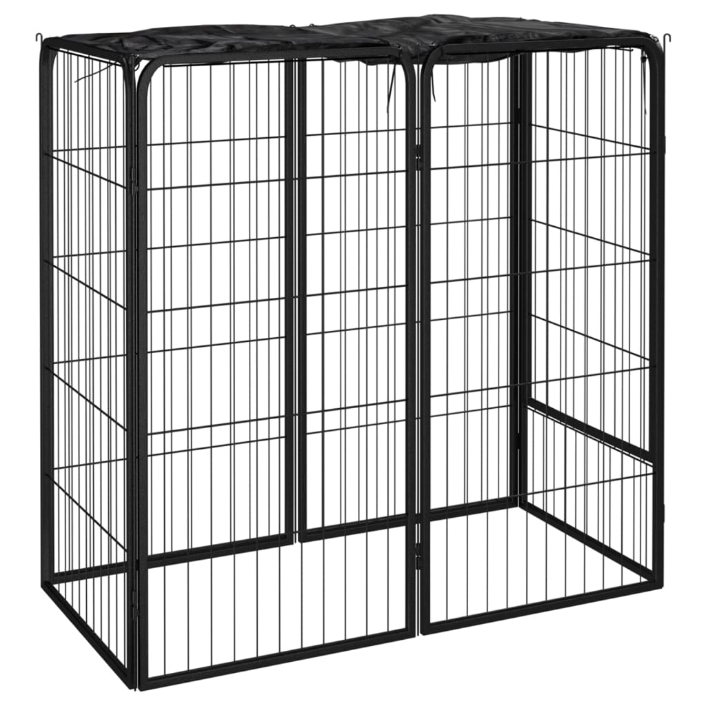 Koiranhäkki 6 Paneelia Musta 50X100 Cm Jauhemaalattu Teräs