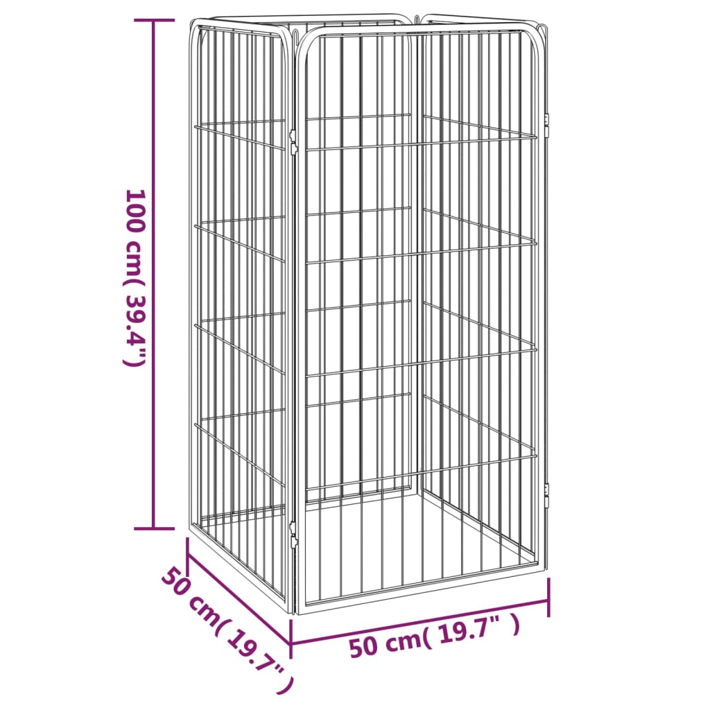 Koiranhäkki 4 Paneelia Musta 50X100 Cm Jauhemaalattu Teräs