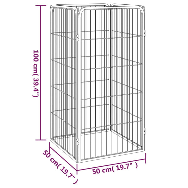 Koiranhäkki 4 Paneelia Musta 50X100 Cm Jauhemaalattu Teräs