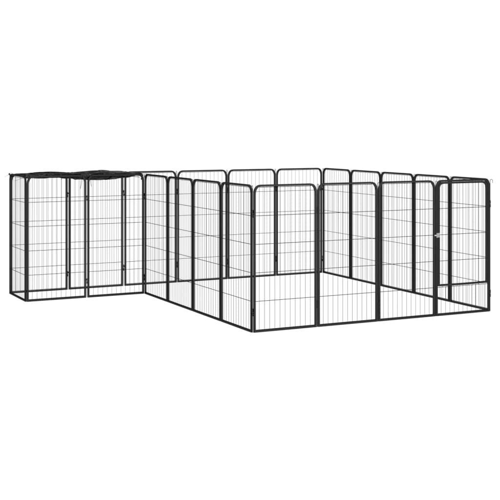 Koiranhäkki 6 Paneelia Musta 50X100 Cm Jauhemaalattu Teräs