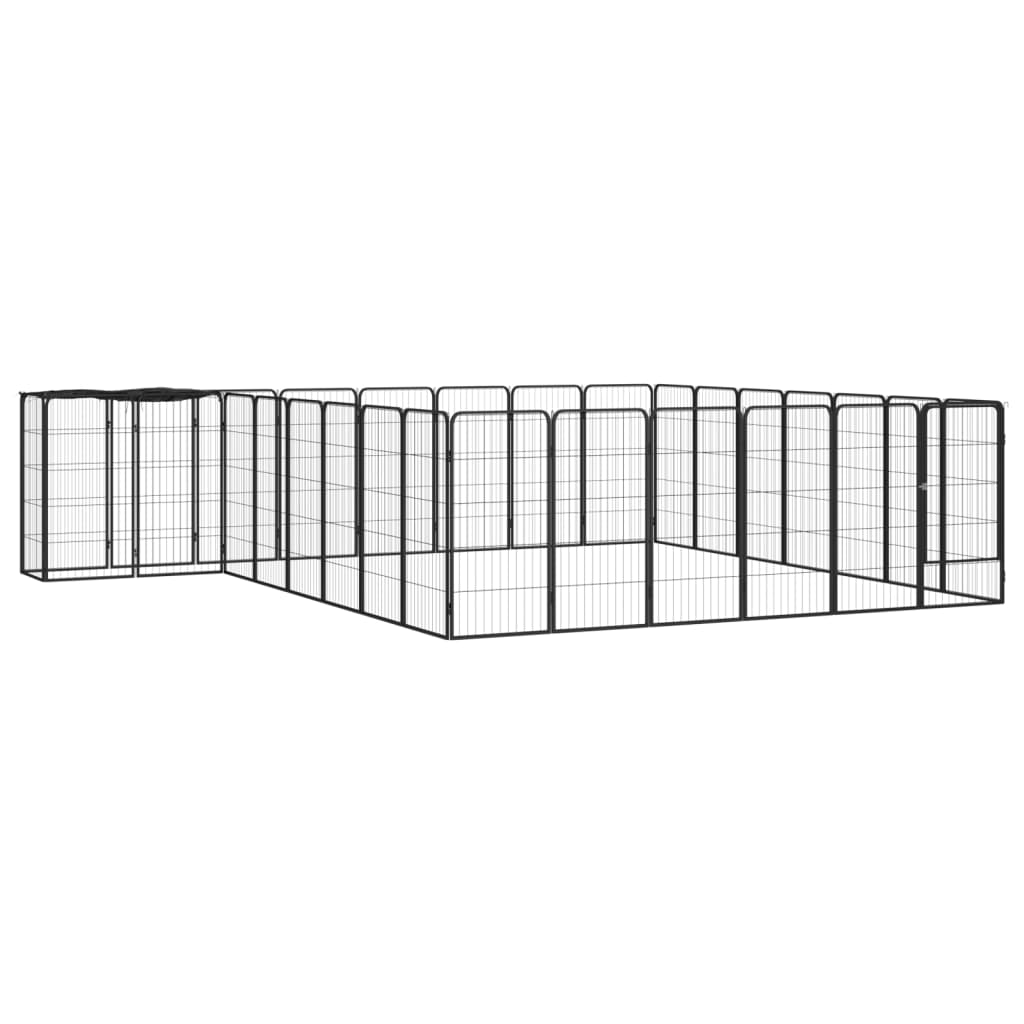 Koiranhäkki 6 Paneelia Musta 50X100 Cm Jauhemaalattu Teräs