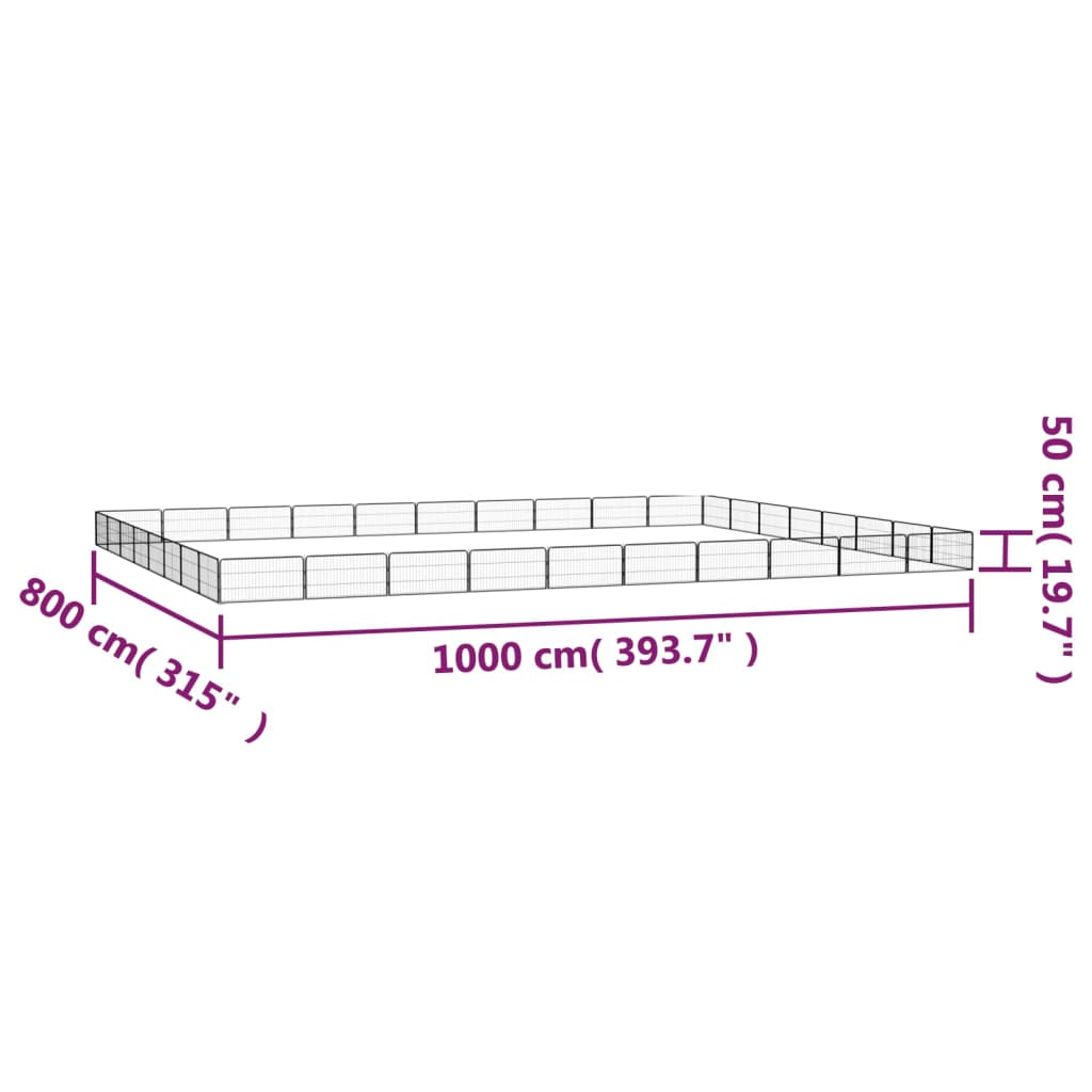 Koiranhäkki 36 Paneelia Musta 100X50 Cm Jauhemaalattu Teräs
