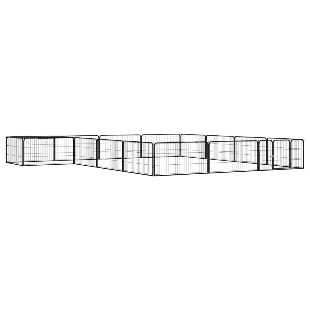 Koiranhäkki 28 Paneelia Musta 100X50 Cm Jauhemaalattu Teräs