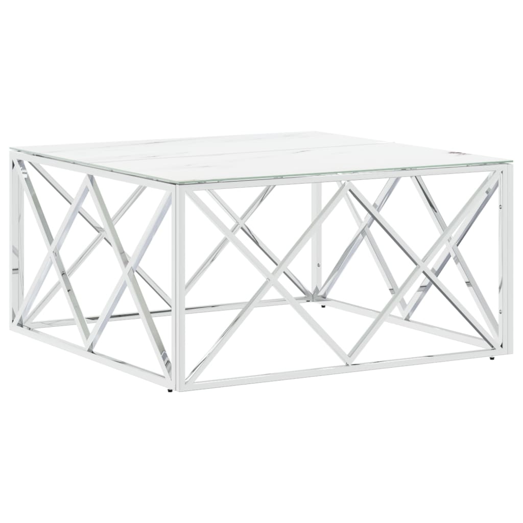 Sohvapöytä Hopea 80X80X40 Cm Ruostumaton Teräs Ja
