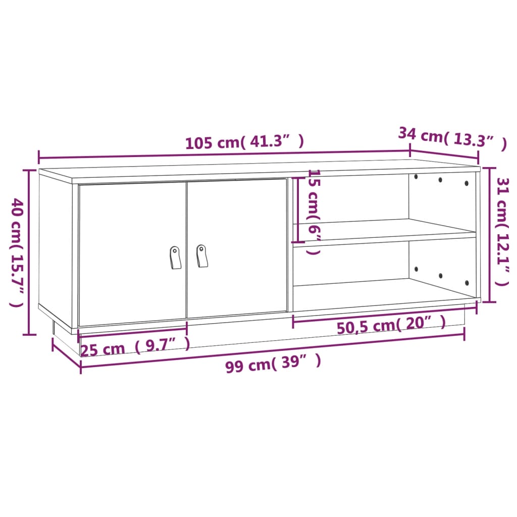 Tv-Taso 105X34X40 Cm Täysi Mänty