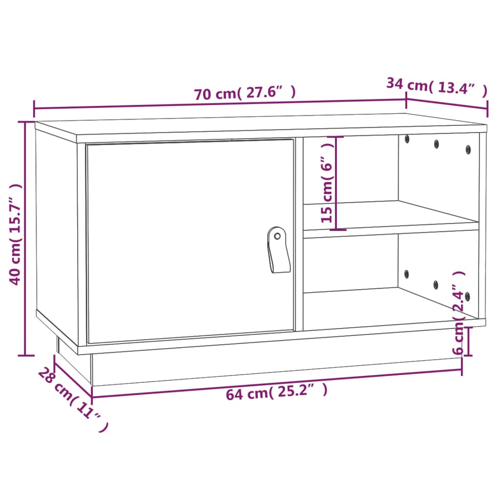 Tv-Taso 70X34X40 Cm Täysi Mänty