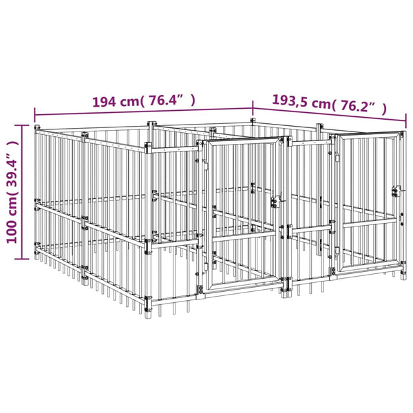 Koiran Ulkohäkki Teräs 3,75 M²