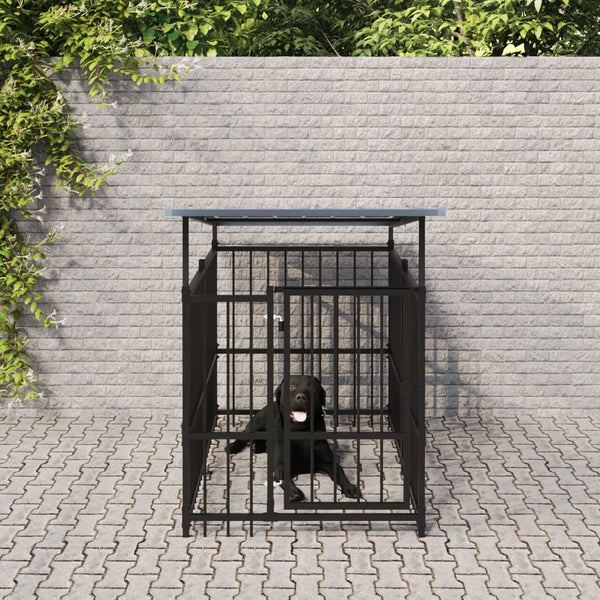 Koiran Ulkohäkki Katoksella Teräs 1,88 M²