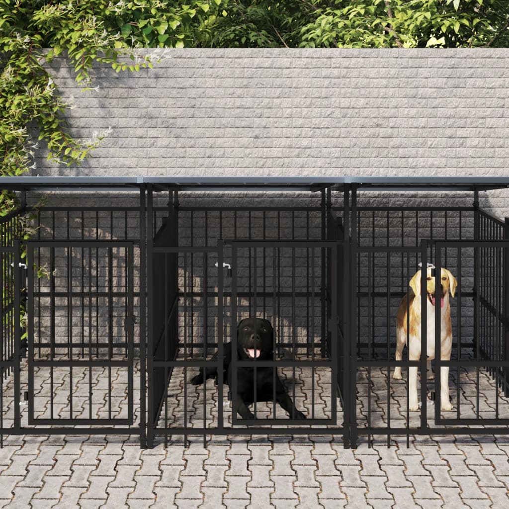 Koiran Ulkohäkki Katoksella Teräs 16,89 M²