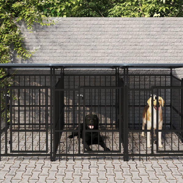 Koiran Ulkohäkki Katoksella Teräs 16,89 M²