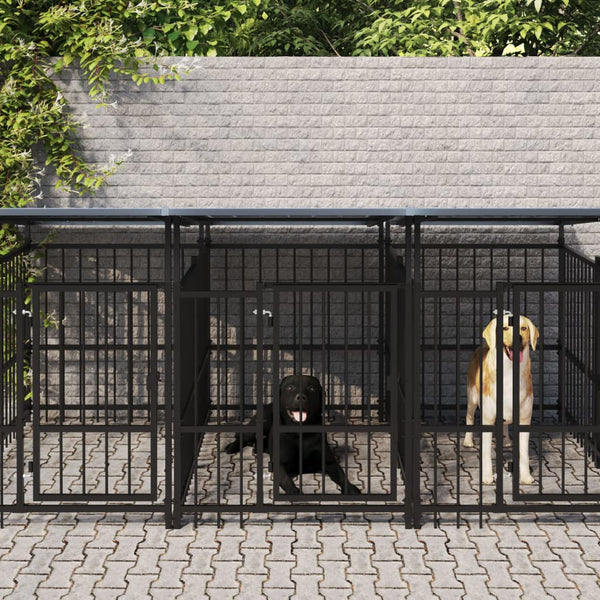 Koiran Ulkohäkki Katoksella Teräs 16,89 M²