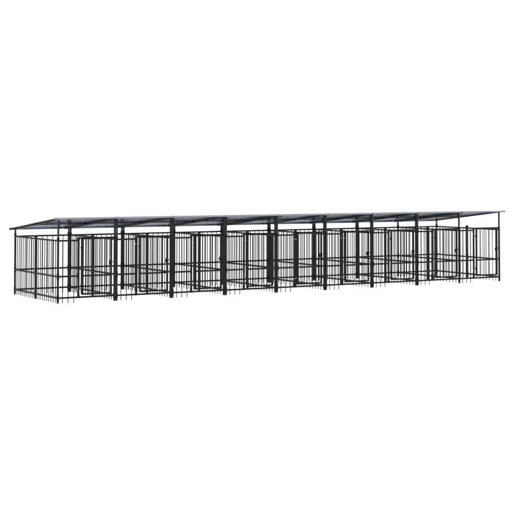 Koiran Ulkohäkki Katoksella Teräs 16,89 M²