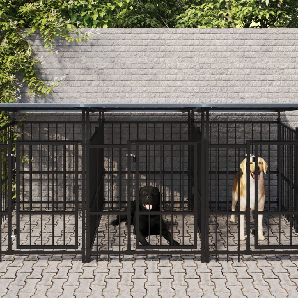 Koiran Ulkohäkki Katoksella Teräs 16,89 M²
