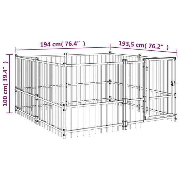 Koiran Ulkohäkki Teräs 3,75 M²