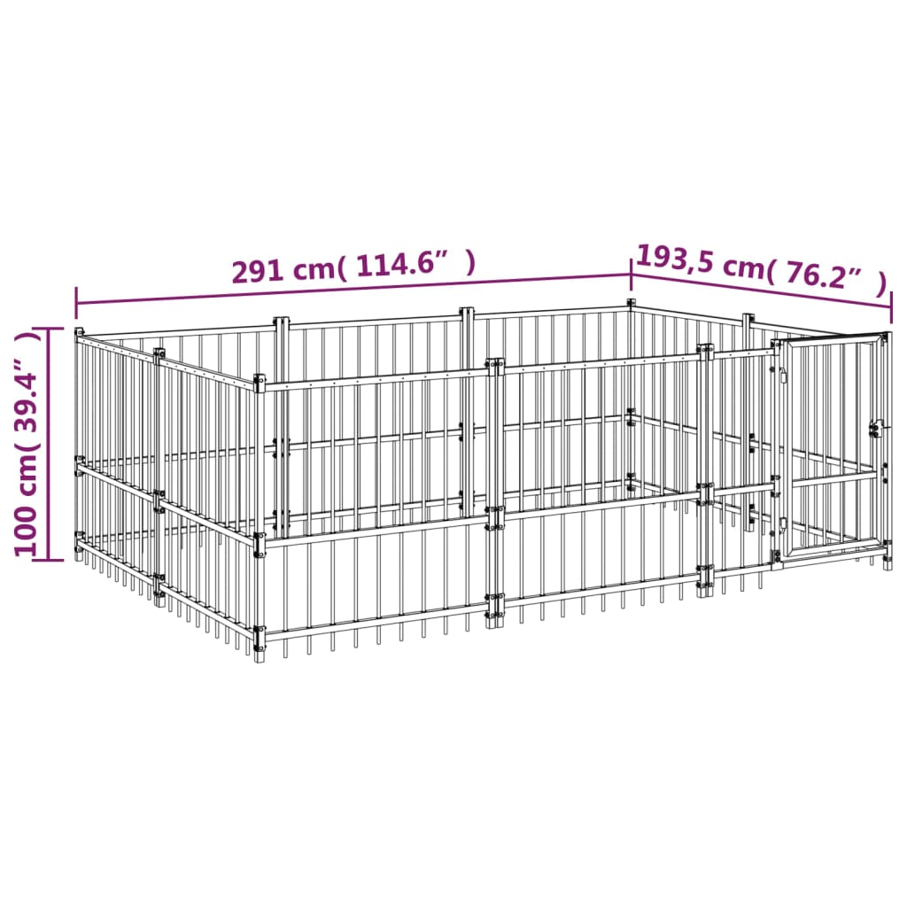 Koiran Ulkohäkki Teräs 5,63 M²