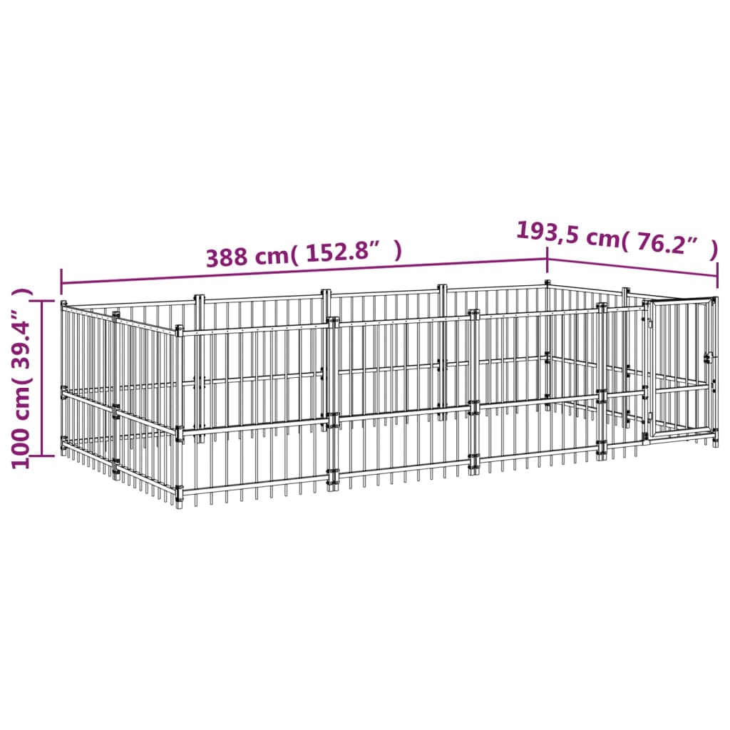 Koiran Ulkohäkki Teräs 7,51 M²