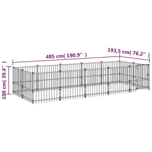 Koiran Ulkohäkki Teräs 9,38 M²