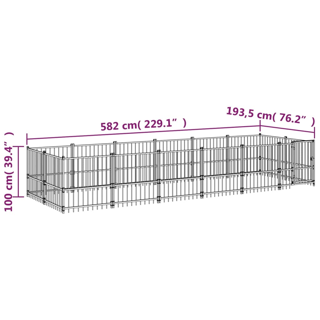 Koiran Ulkohäkki Teräs 11,26 M²