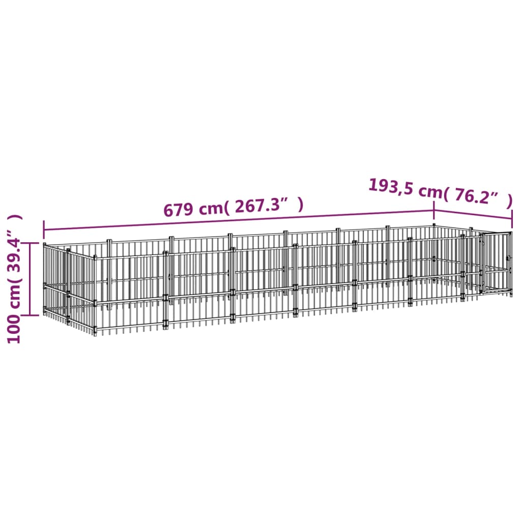 Koiran Ulkohäkki Teräs 13,14 M²