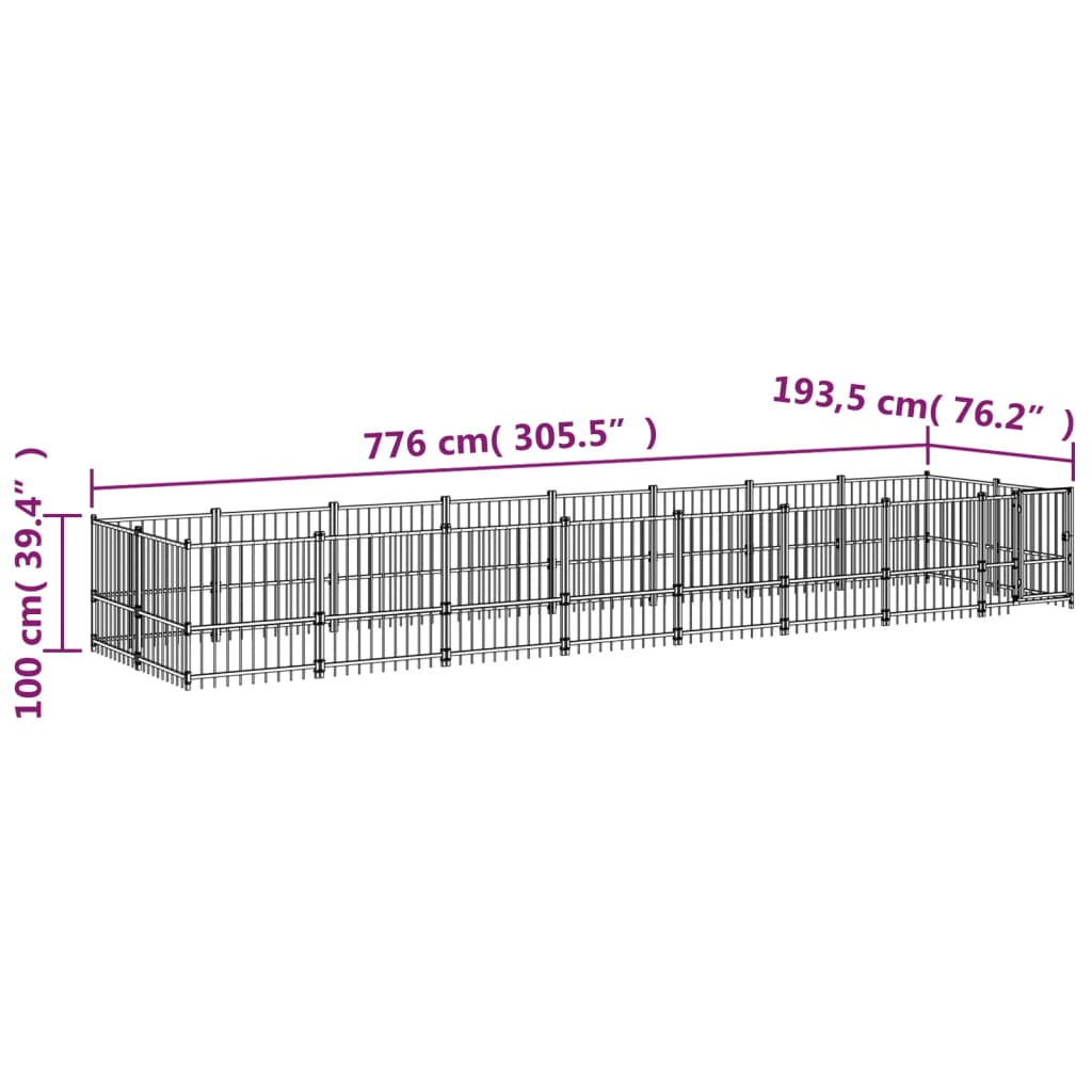 Koiran Ulkohäkki Teräs 15,02 M²