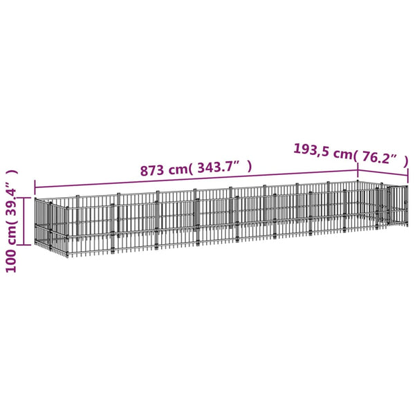 Koiran Ulkohäkki Teräs 16,89 M²