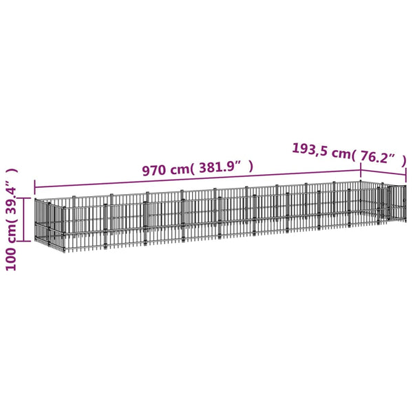 Koiran Ulkohäkki Teräs 18,77 M²