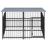 Koiran Ulkohäkki Katoksella Teräs 3,75 M²
