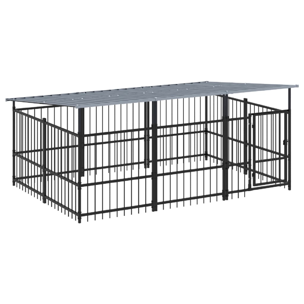 Koiran Ulkohäkki Katoksella Teräs 5,63 M²
