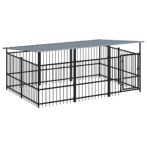 Koiran Ulkohäkki Katoksella Teräs 5,63 M²