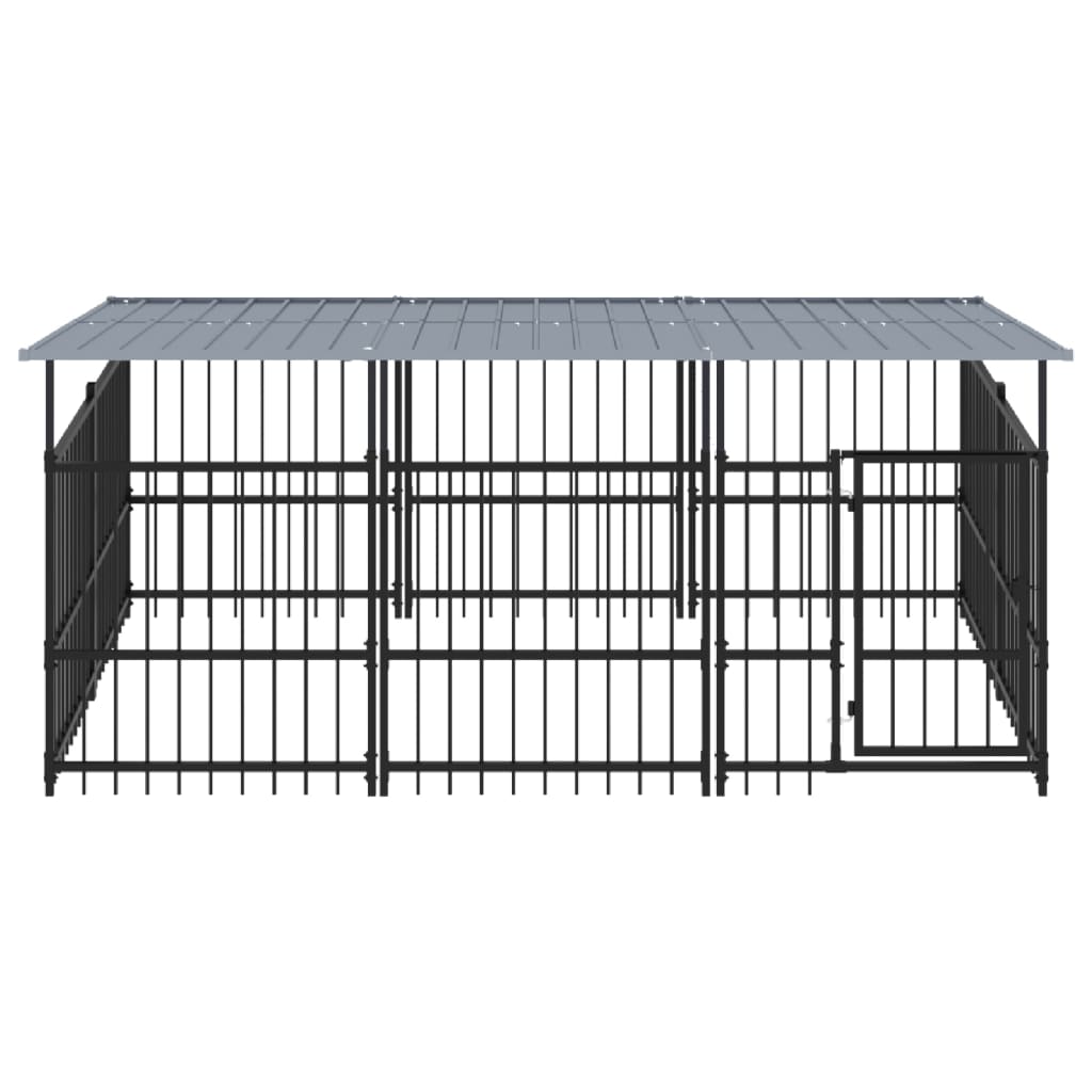 Koiran Ulkohäkki Katoksella Teräs 5,63 M²