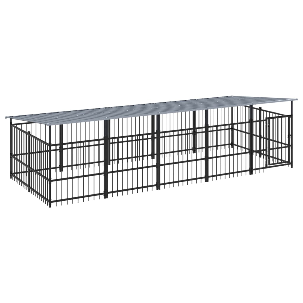Koiran Ulkohäkki Katoksella Teräs 9,38 M²
