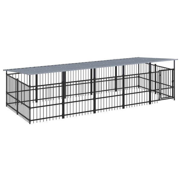 Koiran Ulkohäkki Katoksella Teräs 9,38 M²