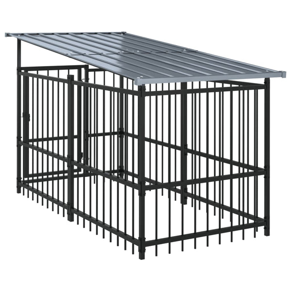 Koiran Ulkohäkki Katoksella Teräs 11,26 M²