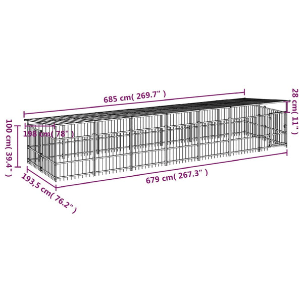Koiran Ulkohäkki Katoksella Teräs 13,14 M²
