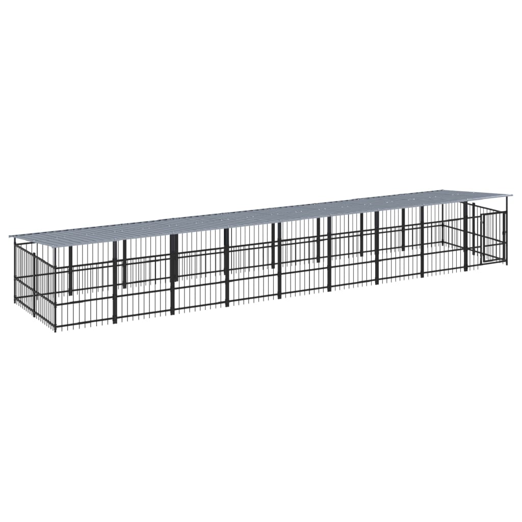 Koiran Ulkohäkki Katoksella Teräs 16,89 M²
