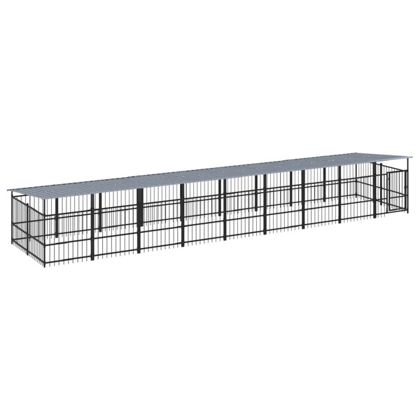 Koiran Ulkohäkki Katoksella Teräs 16,89 M²