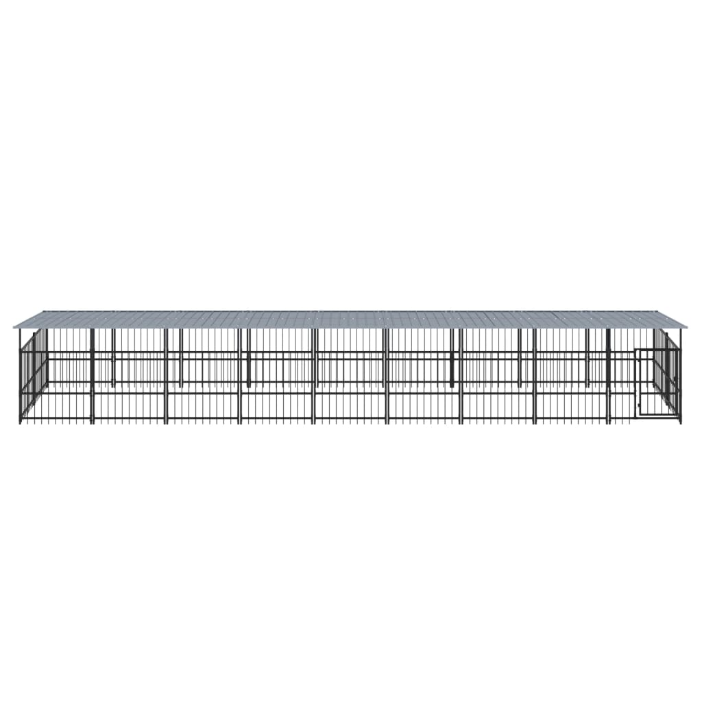 Koiran Ulkohäkki Katoksella Teräs 16,89 M²