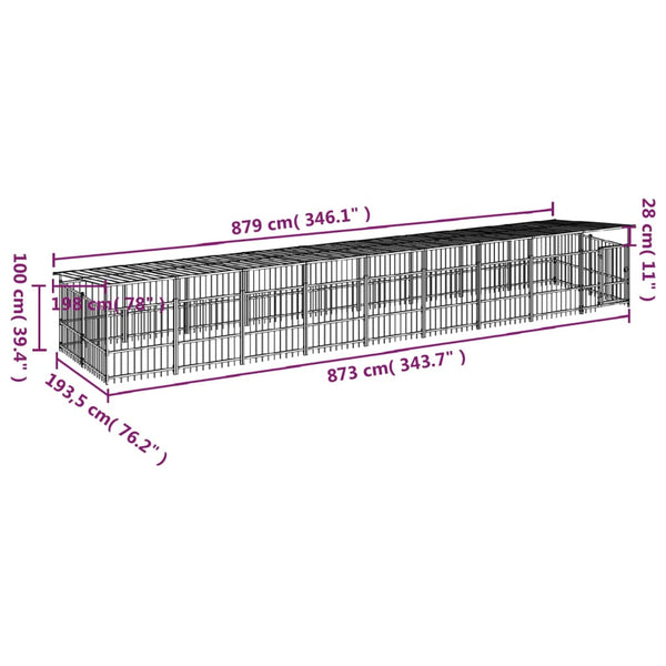 Koiran Ulkohäkki Katoksella Teräs 16,89 M²