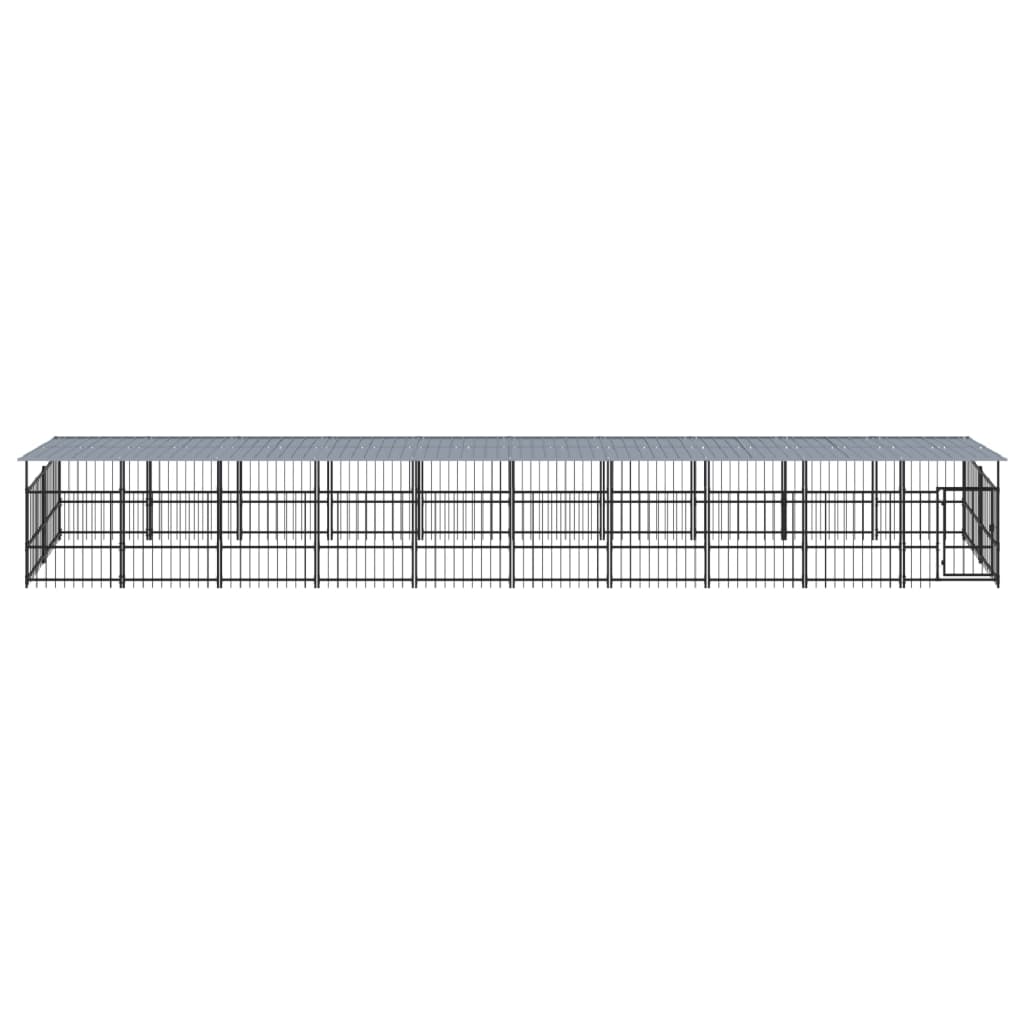 Koiran Ulkohäkki Katoksella Teräs 18,77 M²
