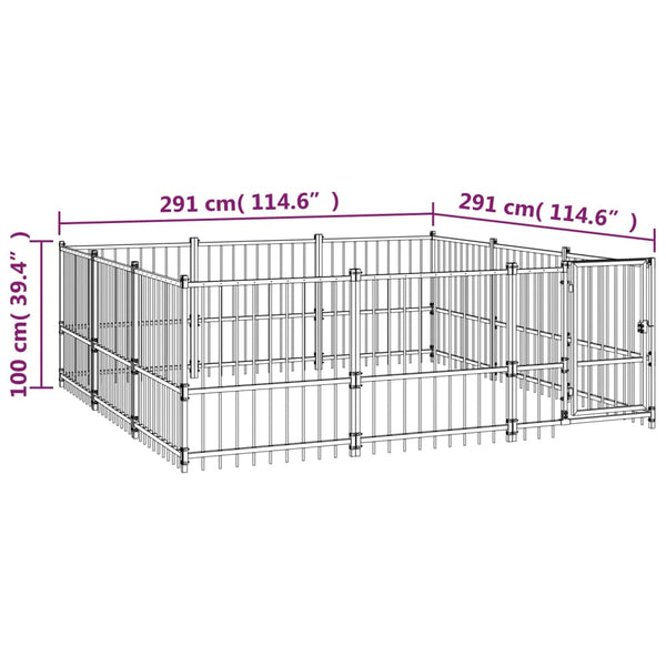 Koiran Ulkohäkki Teräs 8,47 M²