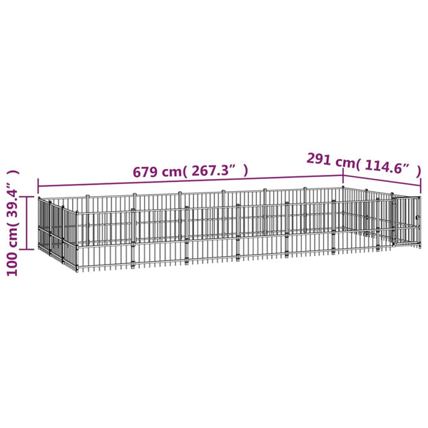 Koiran Ulkohäkki Teräs 19,76 M²