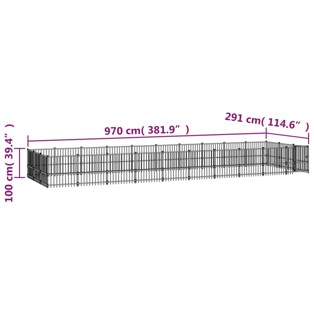 Koiran Ulkohäkki Teräs 28,23 M²